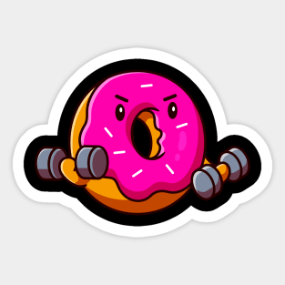 Funny Fitness Donut Workout Weightlifter Sticker